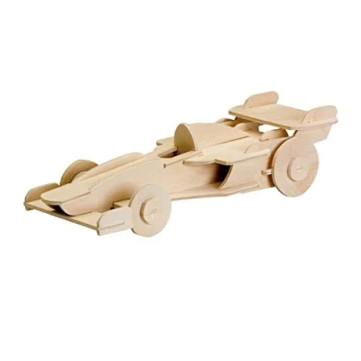 Afbeelding van Pebaro 850/11 houten bouwset racewagen, 3D puzzel, modelbouwset, knutselen met hout, voorgesneden plaat, incl. schuurpapier, uitbreken, in elkaar steken, klaar, cadeau idee