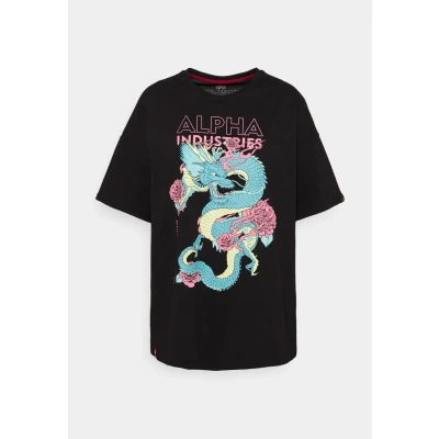 Afbeelding van Alpha Industries Basic LONG Tshirt print, Dames, Maat: Medium, Black