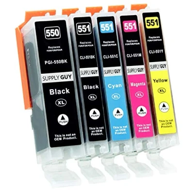 Afbeelding van Supply Guy 5 Inktpatronen met chip compatibel Canon PGI 550 CLI 551 voor Pixma IP7250 IX6850 MG5450 MG5550 MG5650 MG5655 MG6450 MG6650 MX725 MX925