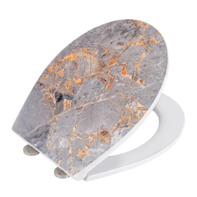 Afbeelding van Wenko Embossed softclose toiletzitting Grey Marble