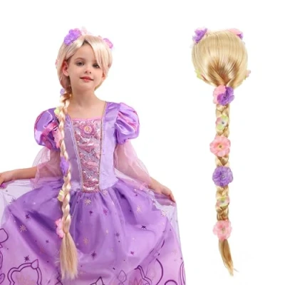 Afbeelding van Sincere Party Meisjes Prinses Pruik, Rapunzel vlechten Blonde Pruik voor Halloween feestje, Aankleden Role Playing