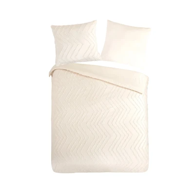 Afbeelding van Luxe Dekbedovertrek 135x200 cm Zigzag Biezen Wit 1 Persoons Microfiber Oeko Tex Gecertificeerd