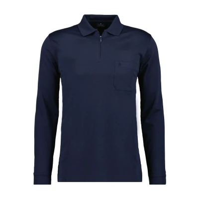 Afbeelding van Ragman softknit poloshirt voor heren, lange mouwen met rits