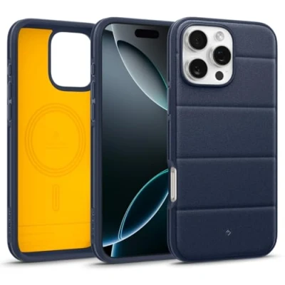 Afbeelding van Caseology Athlex Mag voor iPhone 16 Pro Max Case [Zandsteen Textuur Krasbestendigheid] Magnetische Militaire Klasse Valbescherming Hoesje Cover Active Navy