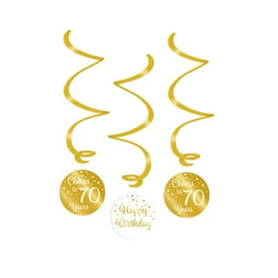 Afbeelding van Swirls Cheers to 70 years wit/goud per 3 stuks