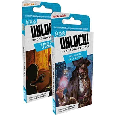 Afbeelding van Space Cowboys Unlock! Short Adventures Het ontwaken van de mummie + geheimen octopus gezelschapsspel, coöperatieve kaarten vanaf 10 jaar Escape Game 1 tot 6 spelers 30 minuten