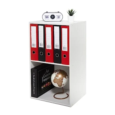 Afbeelding van Iris Ohyama, kantoorplank/boekenkast/archiefkast/houten kast/kantoor basisplank, modern, modulair, kantoor, woonkamer, studeerkamer Office Basic Rack CX 2FN Witte eik