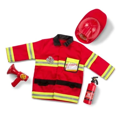 Afbeelding van Melissa &amp; Doug Brandweerman, Pompier, Rollenspel fantasie kostuum, Carnaval Halloween Fantasiespel, Kinderkostuum, Kostuum 3 4 5 jaar, Cadeau voor jongens en meisjes