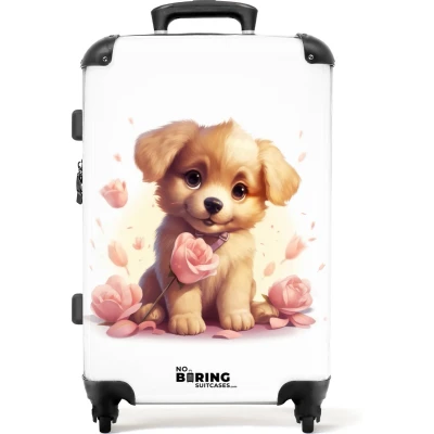 Afbeelding van NoBoringSuitcases.com Grote koffer XL Kinderkoffer hond meisjes Reiskoffer met 4 wielen Trolley op wieltjes 60 liter Rolkoffer groot kinderen Ruimbagage valies 20kg Reisbagage middelmaat Hardcase large TSA slot Suitcase middelgroot