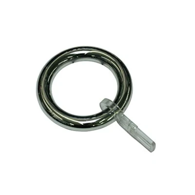 Afbeelding van GARDINIA Gordijnringen voor gordijnroedes van Ø23/26 mm, inclusief gordijnhaak, 10 stuks, breedte ring: 8 kunststof, chroom