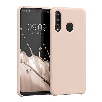 Afbeelding van kwmobile telefoonhoesje geschikt voor Huawei P30 Lite Hoesje met siliconen coating Smartphone case in kokosmelk