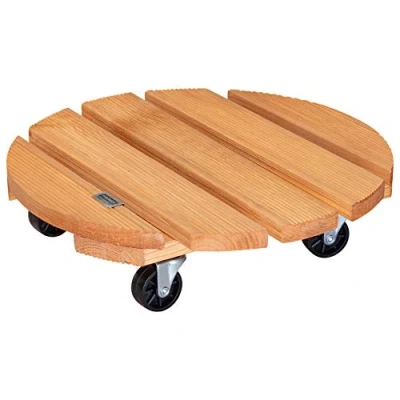 Afbeelding van Wagner Toscana plantenroller Ø 38 x 10,5 cm I bloemenroller voor buiten + binnen potroller van FSC® massief hout, geribbeld, terracotta draagkracht 150 kg Made in EU 20016301