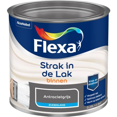 Afbeelding van flexa strak in de lak binnenlak zijdeglans antracietgrijs 0.25 ltr