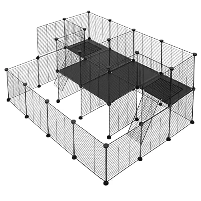 Afbeelding van EUGAD Vrijloophok voor konijnen, vrijloopverblijf cavia&#039;s, kooi, hok kleine dieren, zwart, b x h d, 145 72 108 cm