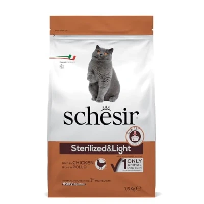 Afbeelding van 6x Schesir Kattenvoer Dry Sterilized en Overweight 1,5 kg