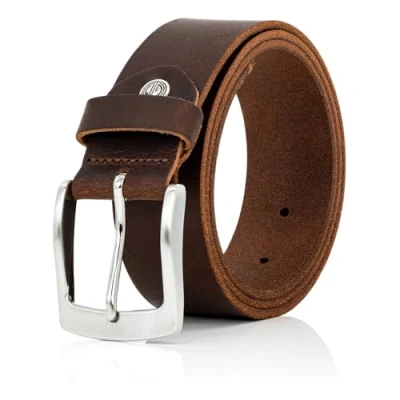 Afbeelding van LINDENMANN Lederen riem heren 40 mm breed, volledig rundleer donkerbruin, bruin, 90