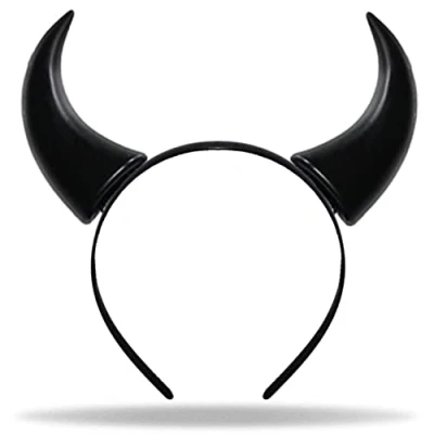 Afbeelding van Hatstar Duivelshoorns haarband zwart vampier duivelsoren Devil Ears voor kostuumfeest hoofdtooi dames, heren en kinderen haaraccessoires Halloween, carnaval