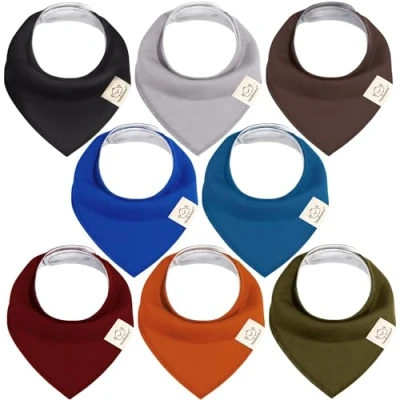 Afbeelding van 8 Stuks Driehoeksdoek Baby Jongen, Meisje Unisex Bandana slabbetjes, Super Absorberende halsdoek Baby, Bio Katoen Sabberslabbetjes (Coastline)