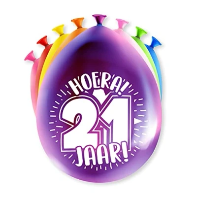Afbeelding van Ballonnen 21 jaar party 30cm 8 stuks