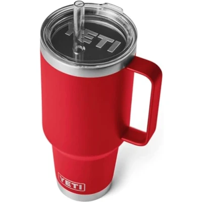 Afbeelding van YETI Rambler Straw Mug, Stainless Steel Vacuum Insulated Mug with Stronghold Lid, Rescue Red, 42 oz (1242 ml)