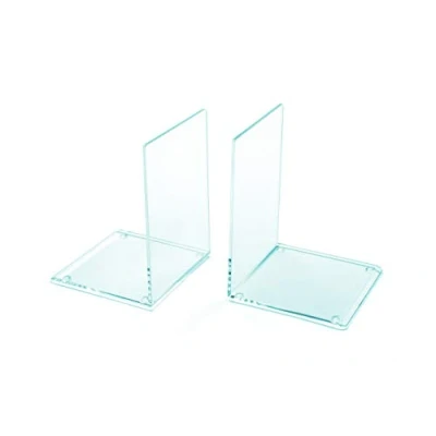 Afbeelding van OSCO Glaslook acryl medium boekensteunen 1 paar twee doorzichtige rubberen pads antislip H17,2 x B12 D12 cm