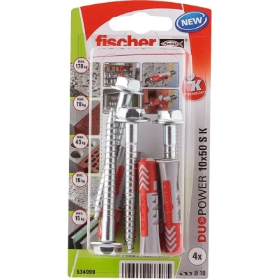 Afbeelding van Fischer Plug Duopower 10x50mm met zeskantschroef 4 stuks