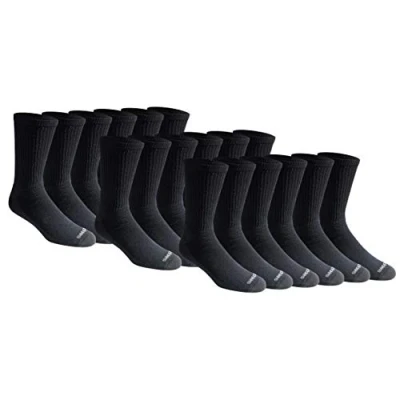 Afbeelding van Dickies Heren Multi pack katoen mix gewatteerde werk crew sokken (18 &amp; 36 paar), Zwart Large
