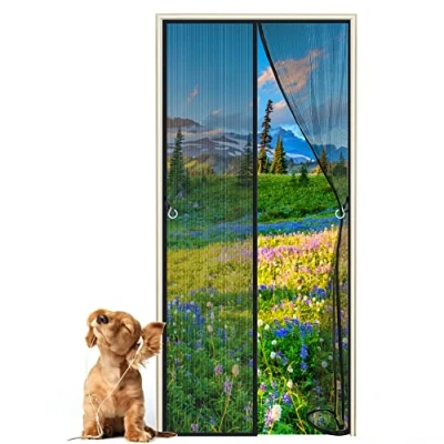 Afbeelding van Magnetische hordeur 85 x 250 cm voor deurscherm Mesh gordijn Past deur, zomerventilatie Blijf uit de buurt van muggen Insecten anti Zwart