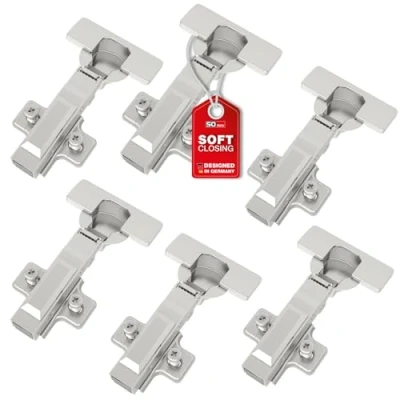 Afbeelding van SOTECH SMOOTH komscharnier T52 met softclose in standaardmaat deurscharnieren demper openingshoek van 105, kop Ø 35 mm (6 stuks/hoekscharnier)
