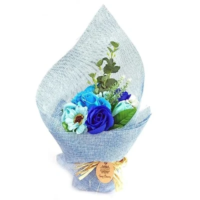 Afbeelding van Zeep Bloemen Boeket Blauw 35x17x10cm