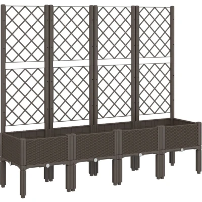 Afbeelding van Plantenbak met latwerk 160x40x142 cm polypropeen bruin