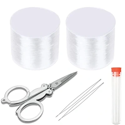 Afbeelding van 1.2mm Elastische Armband String Cord Clear Stretch Bead voor Sieraden Maken Ketting Kralen Draad met (328Ft) Naald en Schaar