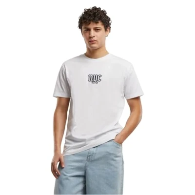 Afbeelding van Mister Tee NYC OLD English Wording Patch Tshirt print, Heren, Maat: Large, White