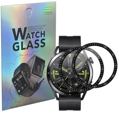 Afbeelding van PHONILLICO Gehard glas voor Huawei Watch GT 3 46 mm [2 stuks] displaybeschermfolie horloge krasbestendig