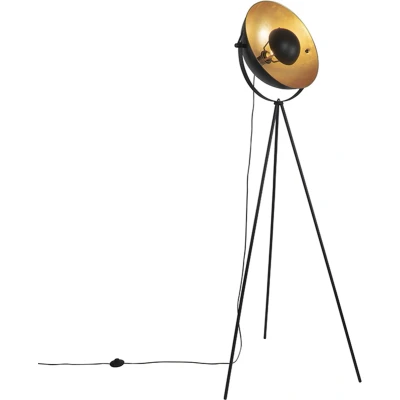 Afbeelding van QAZQA Vloerlamp zwart met goud 42 cm verstelbaar tripod Magnax