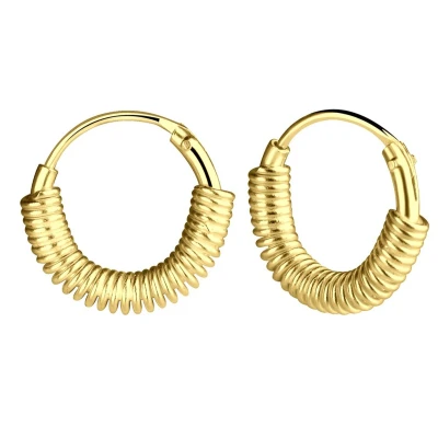 Afbeelding van JoyS Zilveren Bali oorringen 11 mm/ 2 mm 14k goudplating