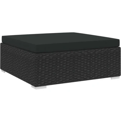 Afbeelding van VIDAXL Voetensteun 1 st met kussen poly rattan zwart