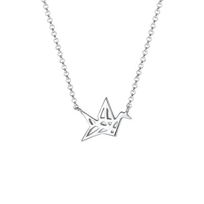Afbeelding van Elli Vogel Kranich Oregami GEO Ketting, Dames, Maat: 45, Silber