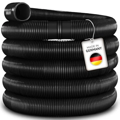 Afbeelding van tillvex® Zwembadslang Made in Germany Solarslang met moffen zonneslang voor zwembaden en zwemvijvers aanzuigslang pompslang flexibele waterslang (Zwart, 25m / 38mm)
