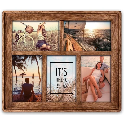 Afbeelding van ZEP Houten Multi fotolijst Mosel bruin voor 5 foto&quot;;s formaat 10x15 (afmeting 35,5 x 30,5 cm) BM546