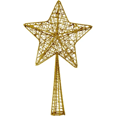 Afbeelding van Cosy &amp; Trendy Kerstboompiek glitter ster goudkleurig 28 cm