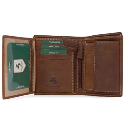 Afbeelding van Visconti Heren Portemonnee Hunter Leer Organiser Geschenk doos 709 Rifle Olie Tan RFID