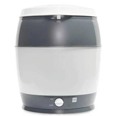 Afbeelding van MAM 66969304 Sterilisator, elektrische sterilisator voor babyflesjes &amp; meer, baby accessoires steriliseren, energiebesparende stoomsterilisator met tang en bovenmandje, 1 stuk (pak van 1)grijs