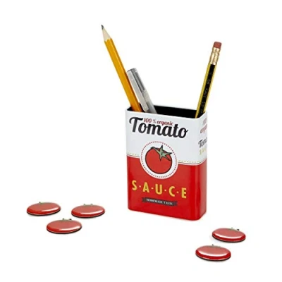 Afbeelding van Balvi Penhouder Tomato Magnetisch 9,5 X 3 Cm Tin Rood/wit 6 delig