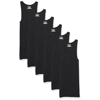 Afbeelding van Amazon Essentials Men&#039;s Onderhemden in tanktopmodel, Pack of 6, Zwart, L