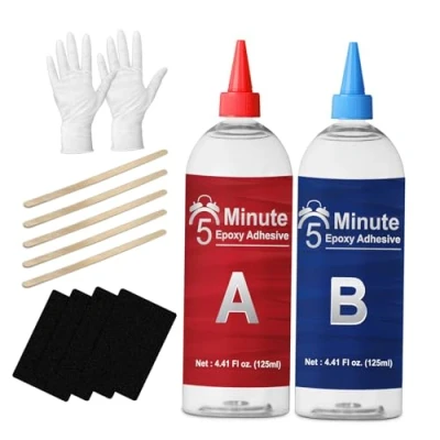 Afbeelding van LAMXIN 5 Minutes Epoxylijm 8,8oz, Sterke Duurzame Hittebestendige 2 Componenten Epoxylijm, Snel Uithardende, Heldere Epoxyharslijm Voor Metaal, Hout, Tegels, de Meeste Kunststoffen en Meer