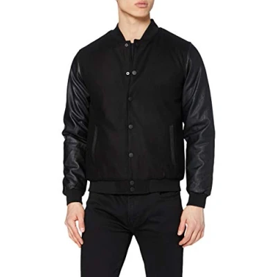 Afbeelding van Urban Classics Oldschool College Bomberjacks, Heren, Maat: Small, Black