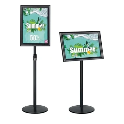 Afbeelding van NewZeal A3 Stand Display Sign Heavy Duty Menu Houder Poster Vloerstaande Tekenhouder, Zwart Verstelbare Kennisgeving voor Buiten Binnen