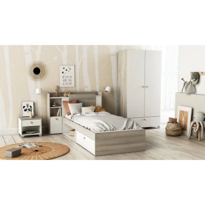 Afbeelding van Demeyere GROUP 1 persoonsledikant Bed met opbergruimte, opbergvakken en 2 lades ideaal voor kleine kamers, ruimtebesparend, veel opbergruimte