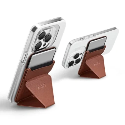 Afbeelding van MOFT MagSafe Portemonnee Magentic Telefoonstandaard voor iPhone 15 14 13 12 Series, Opvouwbare Vegan Leren Kaarthouder met 3 Verstelbare Kijkhoeken, Accessoires, Bruin